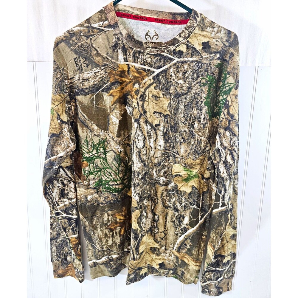 Realtree Camouflage Scent Control LS T-Shirt Cotton Blend Mens Regular S